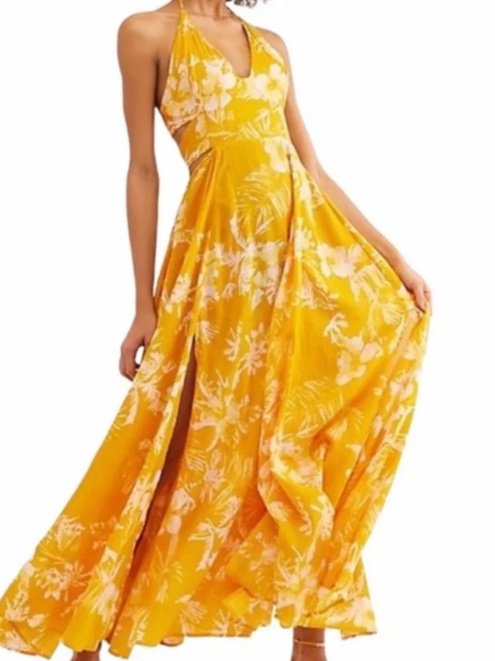 Free People Lille Printed Maxi Dress in the "Hawaii Honey" yellow colorway - Picture 2 of 7